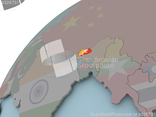 Image of Map of Bhutan with flag