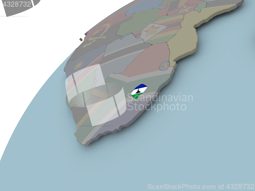 Image of Map of Lesotho with flag