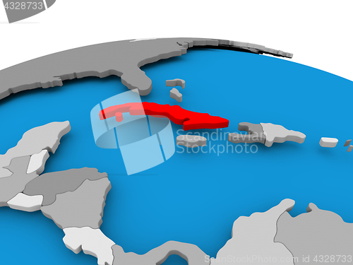 Image of Cuba on political globe