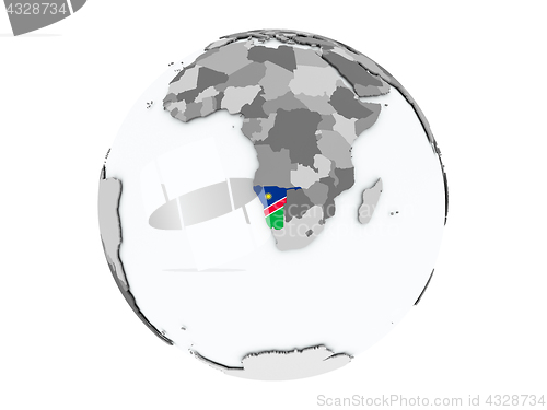 Image of Namibia on globe isolated