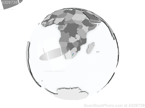 Image of Lesotho on globe isolated