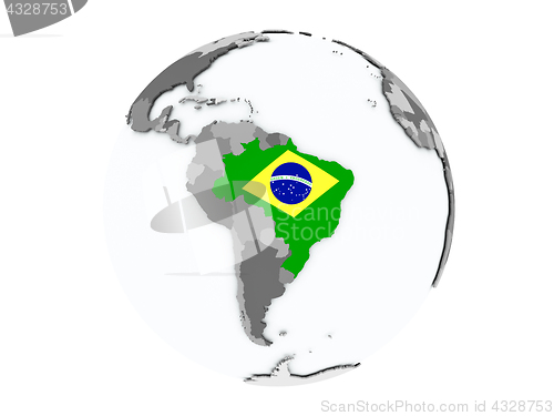 Image of Brazil on globe isolated