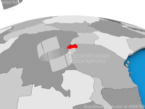 Image of Rwanda on political globe