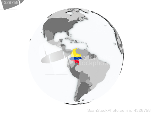 Image of Colombia on globe isolated