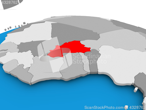 Image of Burkina Faso on political globe