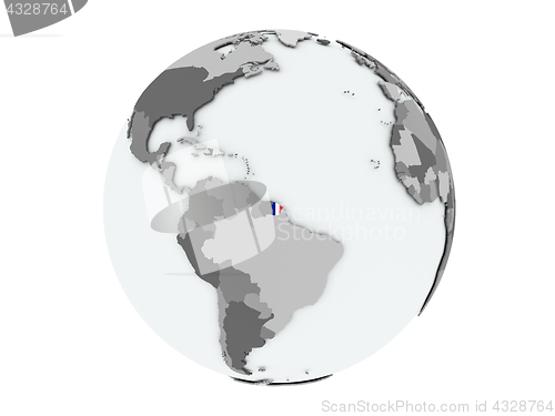 Image of French Guiana on globe isolated