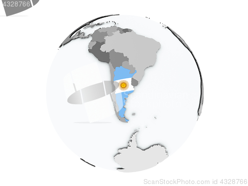 Image of Argentina on globe isolated