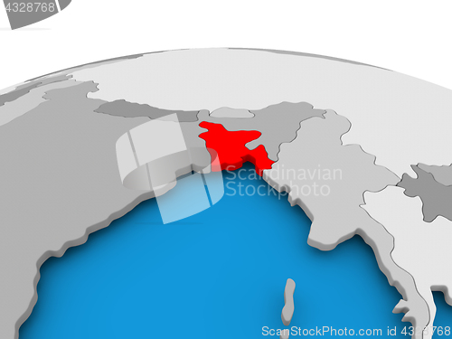 Image of Bangladesh on political globe