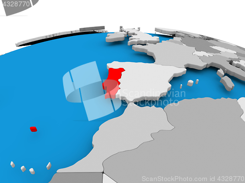 Image of Portugal on political globe