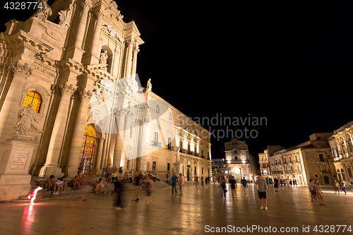 Image of SYRACUSE, ITALY - JUNE 23, 2017: Ortigia downtown in Syracuse by