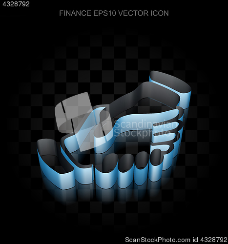 Image of Finance icon: Blue 3d Handshake made of paper, transparent shadow, EPS 10 vector.