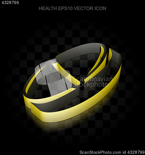 Image of Healthcare icon: Yellow 3d Pill made of paper, transparent shadow, EPS 10 vector.