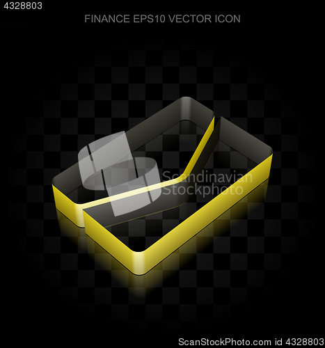 Image of Business icon: Yellow 3d Email made of paper, transparent shadow, EPS 10 vector.