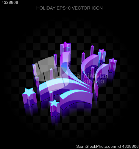 Image of Holiday icon: 3d neon glowing Fireworks made of glass, EPS 10 vector.