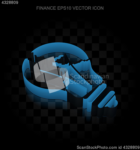 Image of Finance icon: Blue 3d Light Bulb made of paper, transparent shadow, EPS 10 vector.