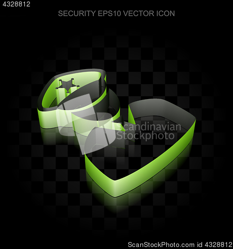 Image of Safety icon: Green 3d Police made of paper, transparent shadow, EPS 10 vector.