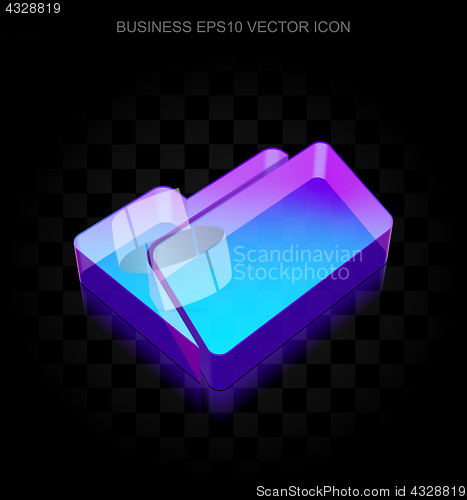 Image of Business icon: 3d neon glowing Folder made of glass, EPS 10 vector.