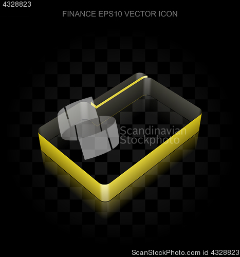 Image of Finance icon: Yellow 3d Folder made of paper, transparent shadow, EPS 10 vector.