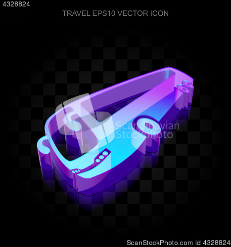 Image of Vacation icon: 3d neon glowing Bus made of glass, EPS 10 vector.
