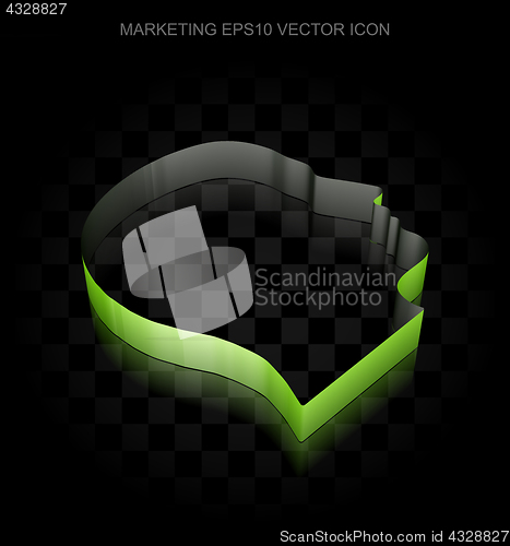 Image of Marketing icon: Green 3d Head made of paper, transparent shadow, EPS 10 vector.