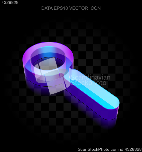 Image of Data icon: 3d neon glowing Search made of glass, EPS 10 vector.