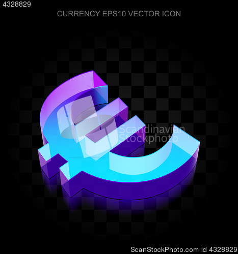 Image of Money icon: 3d neon glowing Euro made of glass, EPS 10 vector.