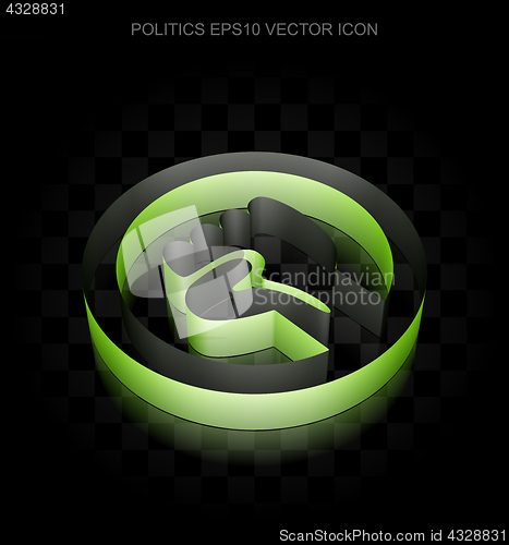 Image of Political icon: Green 3d Uprising made of paper, transparent shadow, EPS 10 vector.
