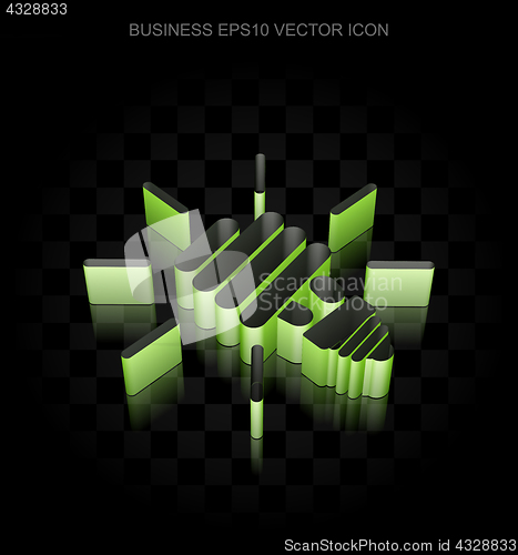 Image of Business icon: Green 3d Energy Saving Lamp made of paper, transparent shadow, EPS 10 vector.
