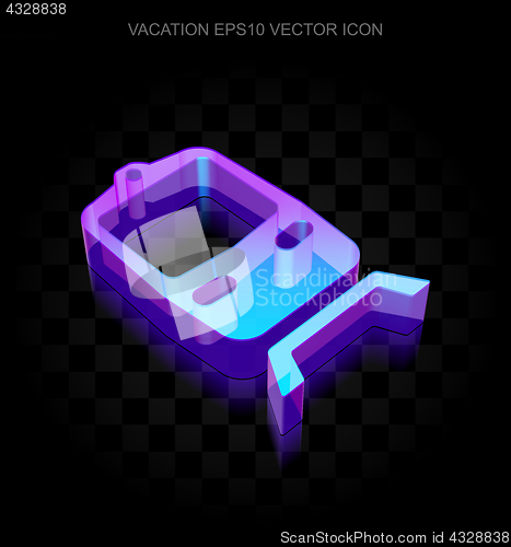 Image of Tourism icon: 3d neon glowing Train made of glass, EPS 10 vector.