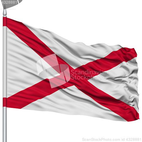 Image of Isolated Alabama Flag on Flagpole, USA state