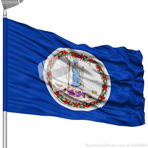 Image of Isolated Virginia Flag on Flagpole, USA state