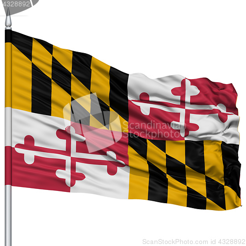 Image of Isolated Maryland Flag on Flagpole, USA state