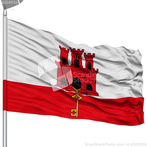 Image of Gibraltar City Flag on Flagpole