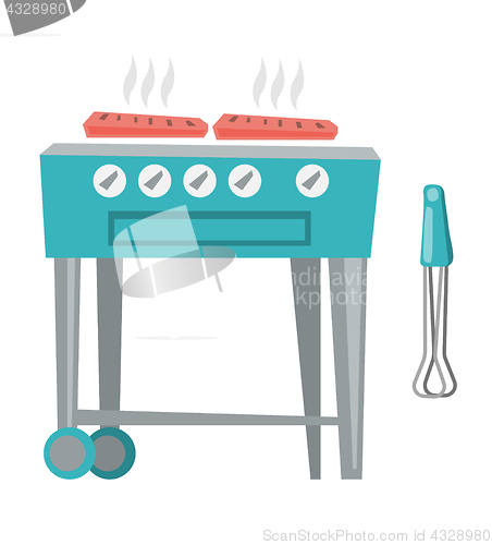 Image of Barbecue gas grill vector cartoon illustration.