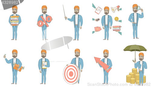 Image of Indian businessman vector illustrations set.