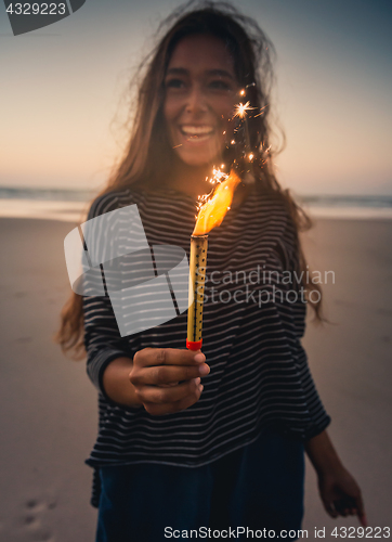 Image of Girl with Fireworks