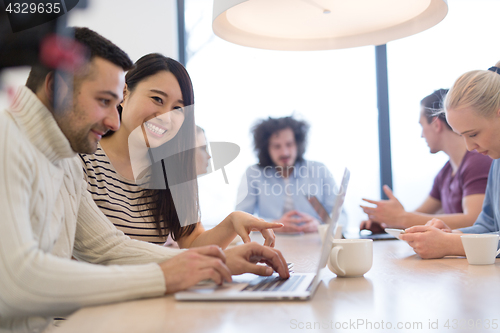 Image of Startup Business Team At A Meeting at modern office building
