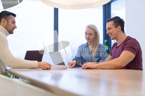 Image of Startup Business Team At A Meeting at modern office building