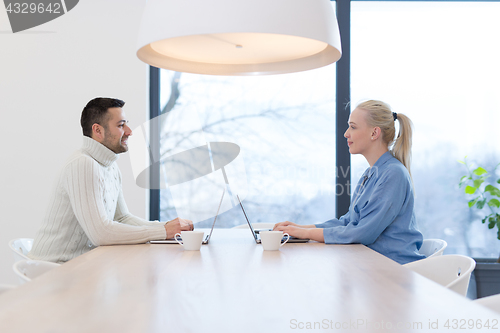 Image of Startup Business Team At A Meeting at modern office building