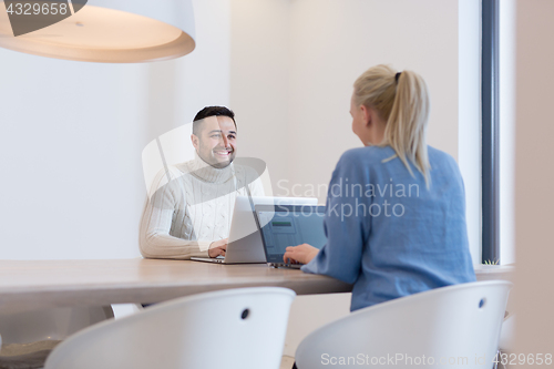 Image of Startup Business Team At A Meeting at modern office building