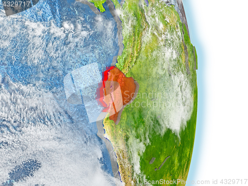 Image of Ecuador in red on Earth