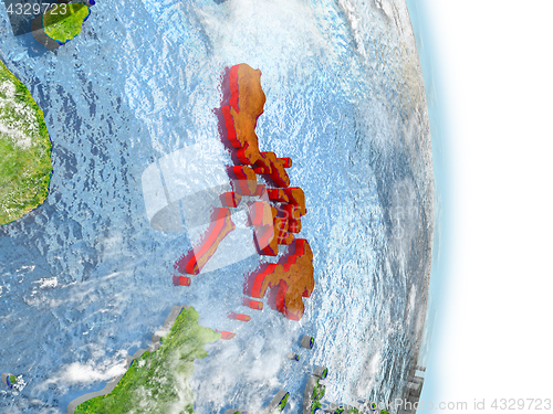 Image of Philippines in red on Earth