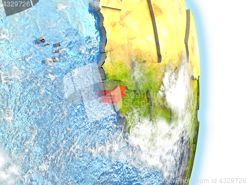 Image of Guinea-Bissau in red on Earth