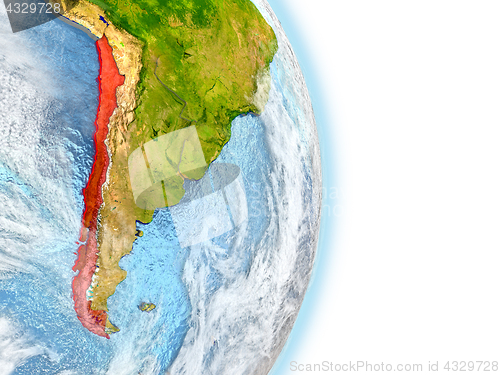 Image of Chile in red on Earth