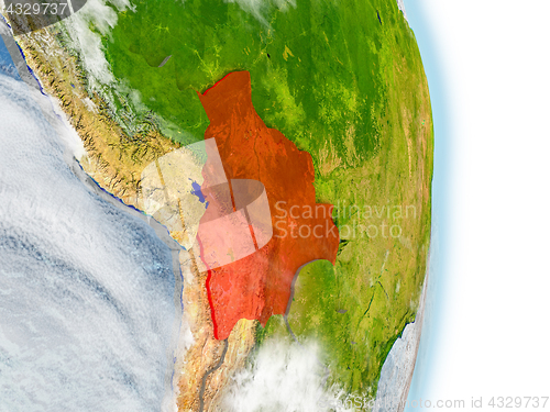 Image of Bolivia in red on Earth