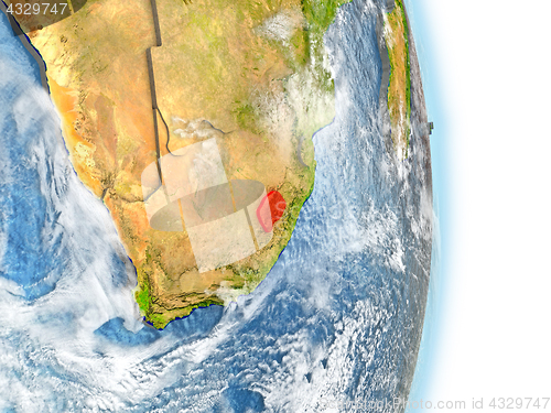 Image of Lesotho in red on Earth