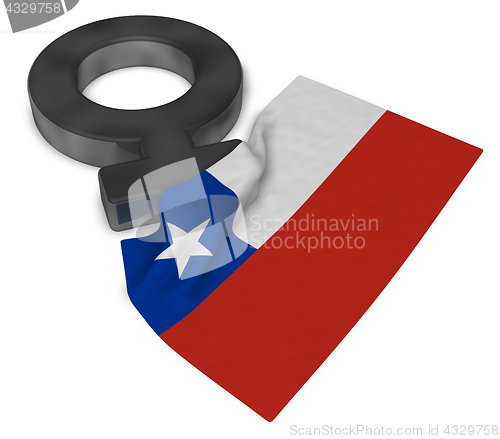 Image of female symbol and flag of chile - 3d rendering