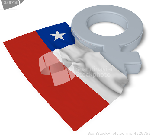 Image of female symbol and flag of chile - 3d rendering