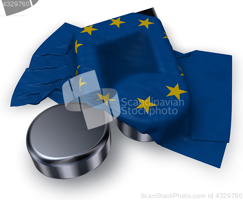 Image of music note and flag of the european union - 3d rendering