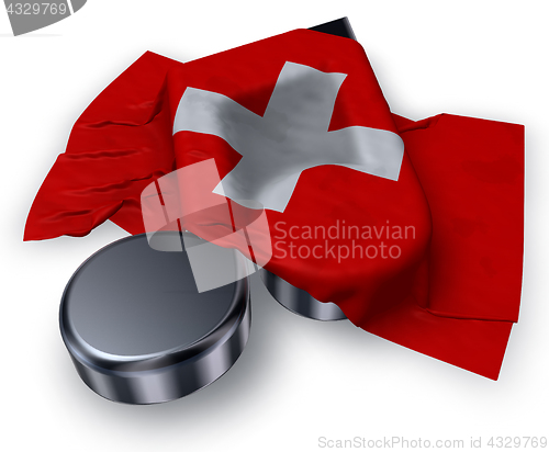 Image of music note symbol and swiss flag - 3d rendering